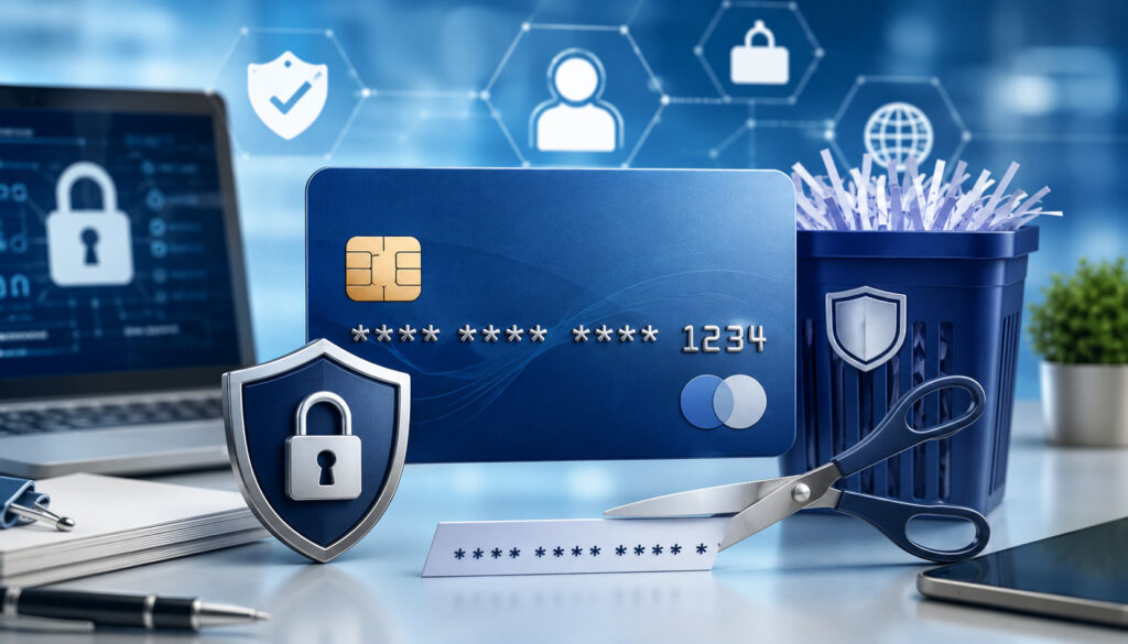 Credit card number truncation and data security illustration