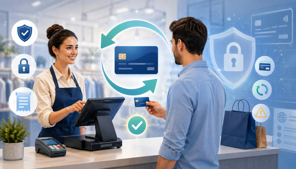 Merchant processing a refund to the customer’s original payment card
